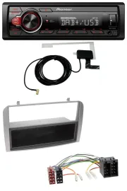 Автомагнитола Pioneer 1-DIN MP3 DAB USB AUX для Alfa Romeo 147 GT серебристая с карманом