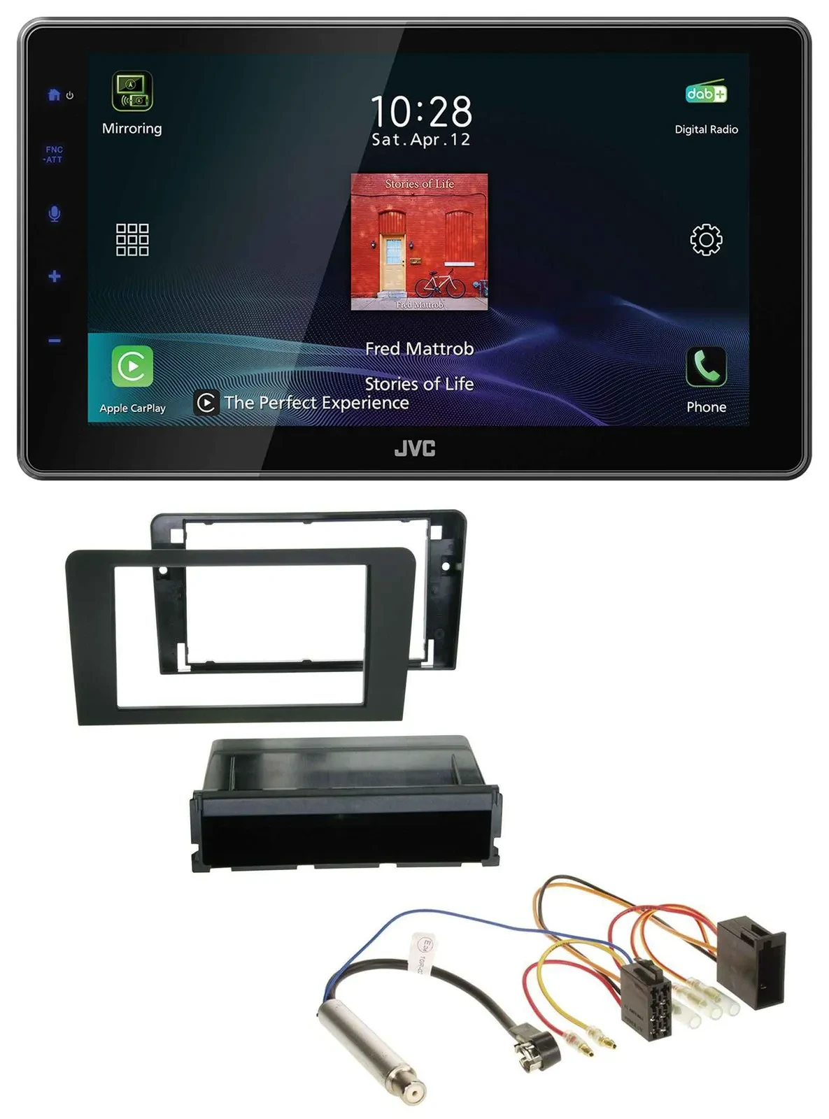 JVC DAB MP3 Bluetooth USB Autoradio für Audi A3 (8P 03-06) Symphony ISO