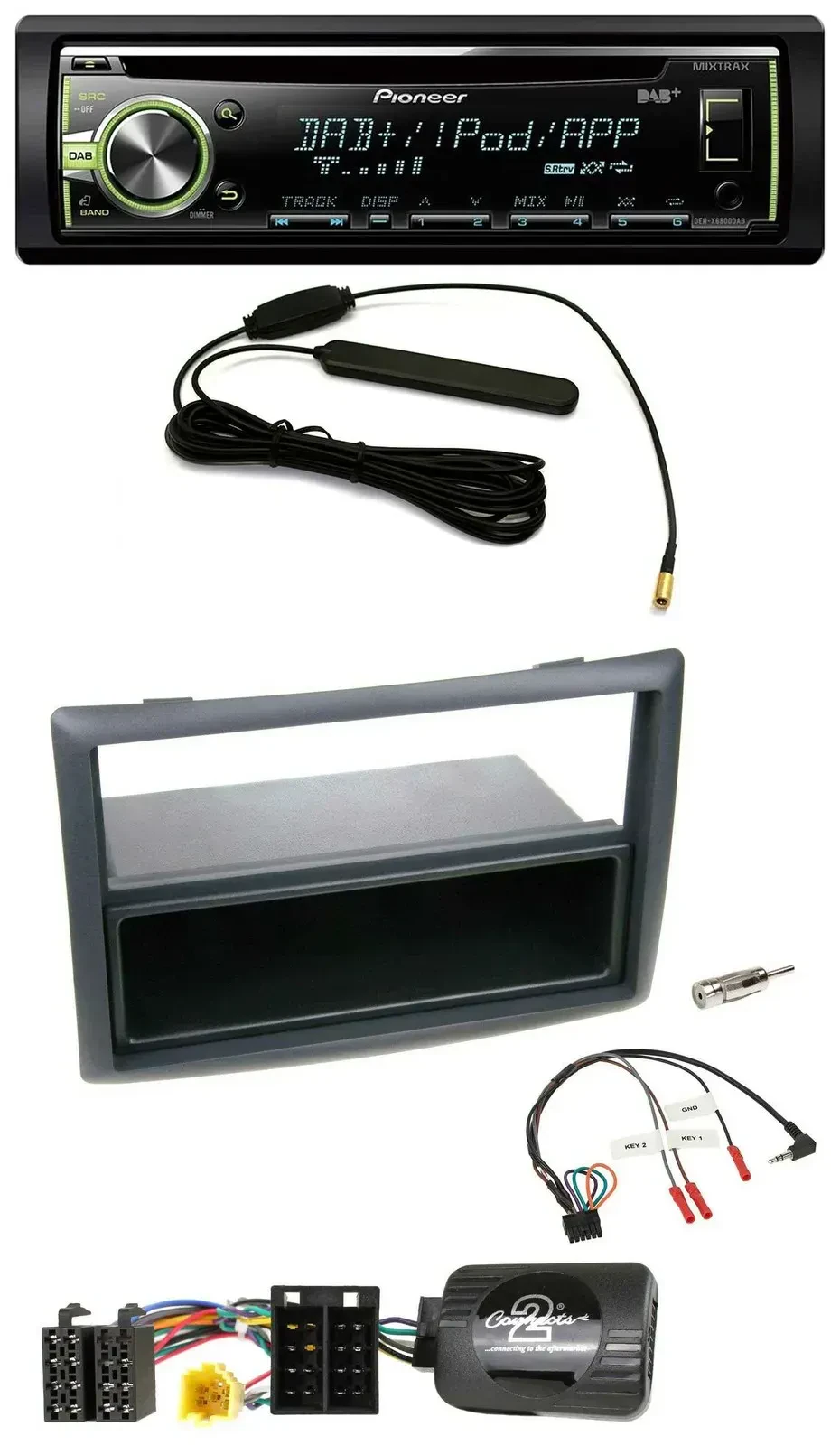 Автомагнитола Pioneer MP3/USB/CD/DAB, поддержка управления на руле, для Renault Megane 2007–2008, чёрная