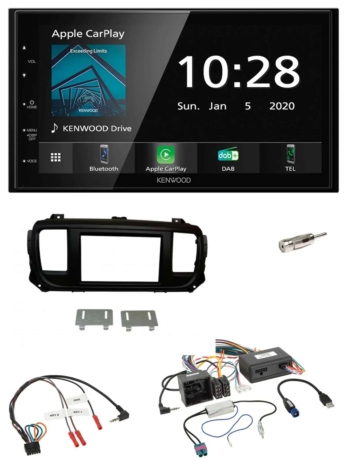 Kenwood Bluetooth Lenkrad DAB USB 2DIN Autoradio für Citroen Jumpy Spacetourer P