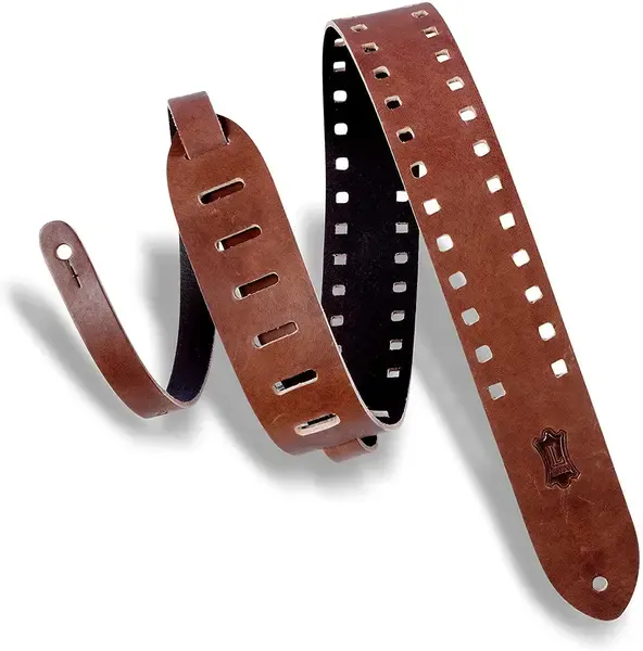 Ремень для гитары Levy's M12SPOV 2" Veg-Tan Leather Guitar Strap, Square Punch Out Premier Design