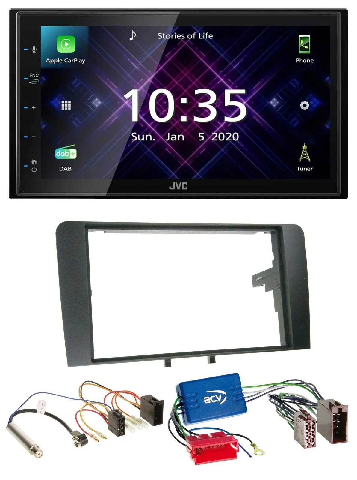 JVC DAB 2DIN MP3 Bluetooth USB Autoradio für Audi A3 8P 03-06 Aktivsystem ISO