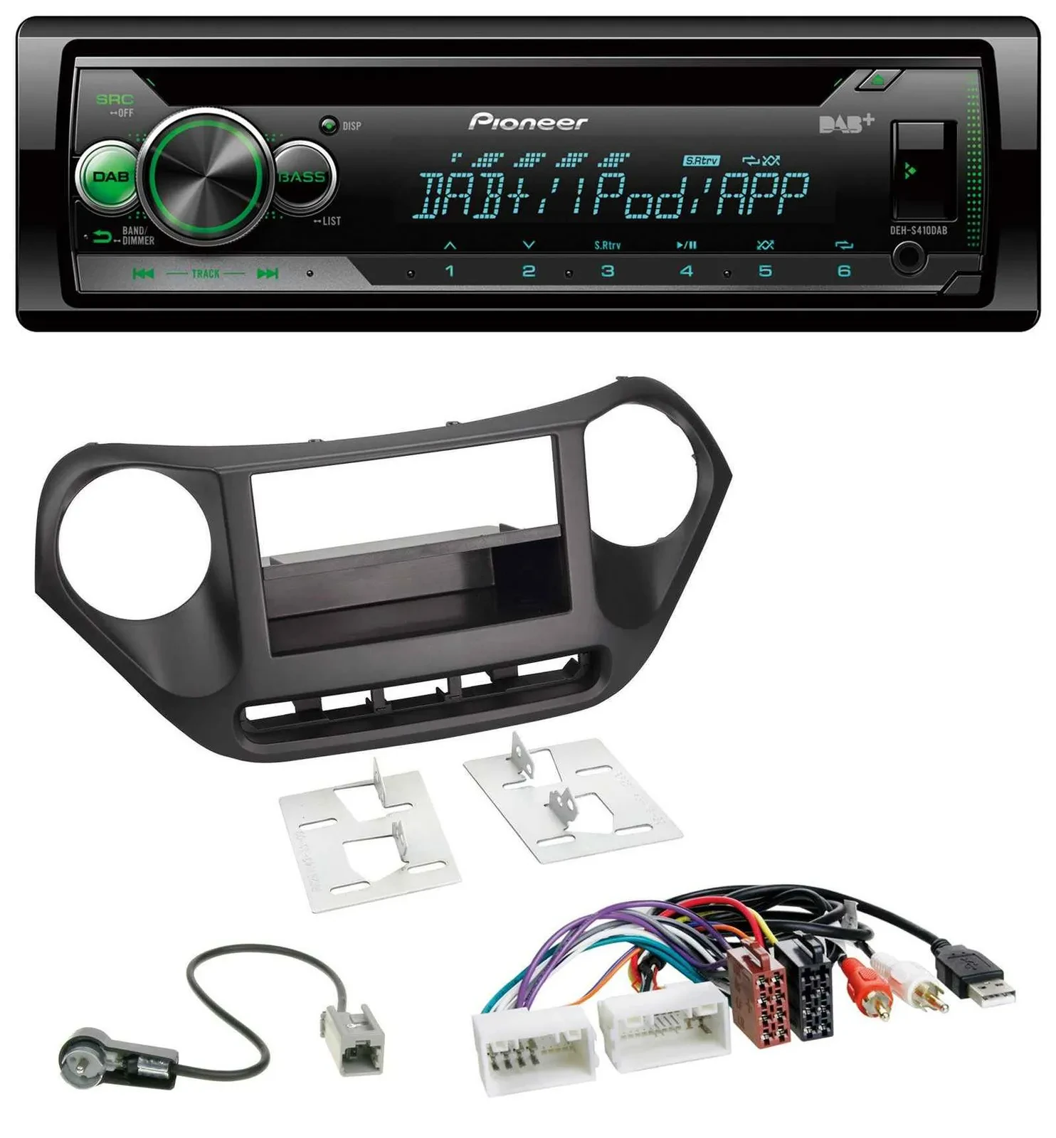 Pioneer USB MP3 DAB AUX CD Autoradio für Hyundai i10 (ab 2013) AUX USB