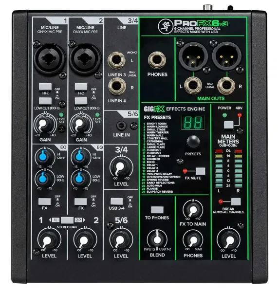 Mackie ProFX6v3 6-Channel Professional Effects Mixer w/USB ProFX6 v3