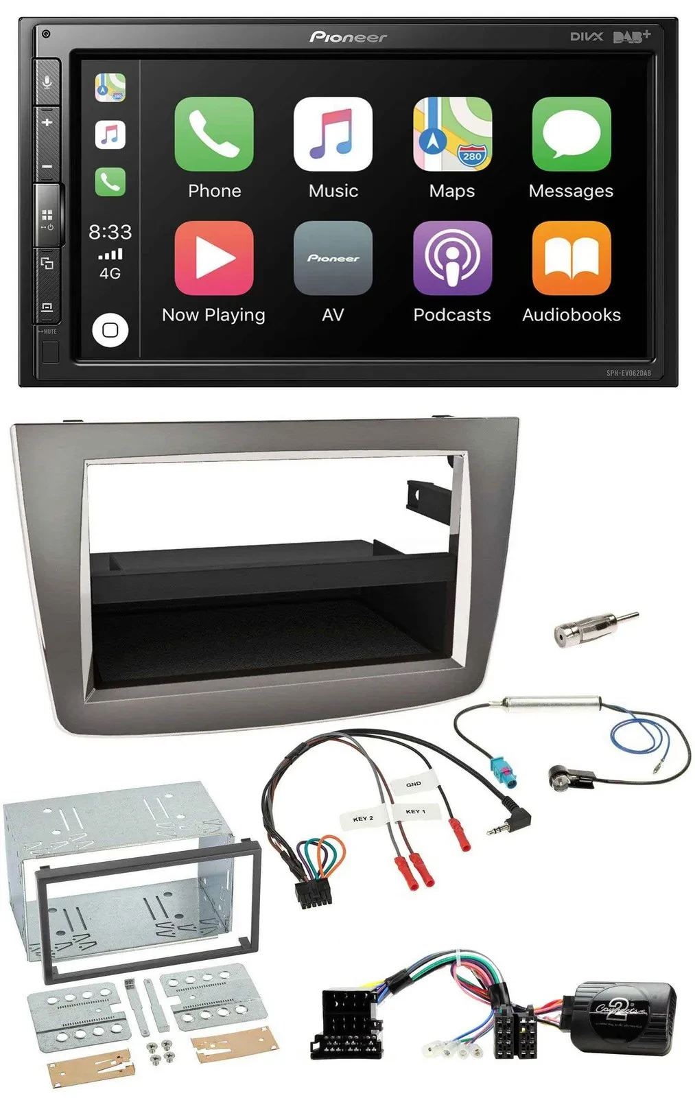Автомагнитола Pioneer 2-DIN, DAB, Bluetooth, USB, для Alfa Romeo Mito (2008–2014)