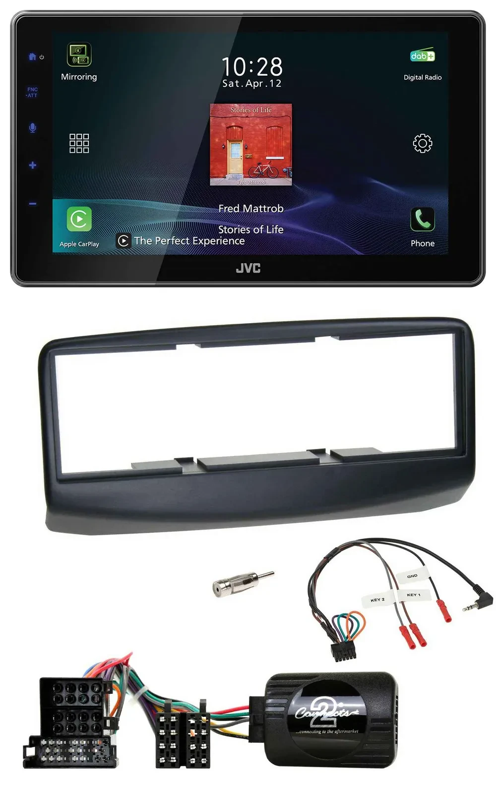 Автомагнитола JVC DAB Bluetooth USB для Fiat Multipla 2006–2010 с поддержкой кнопок на руле