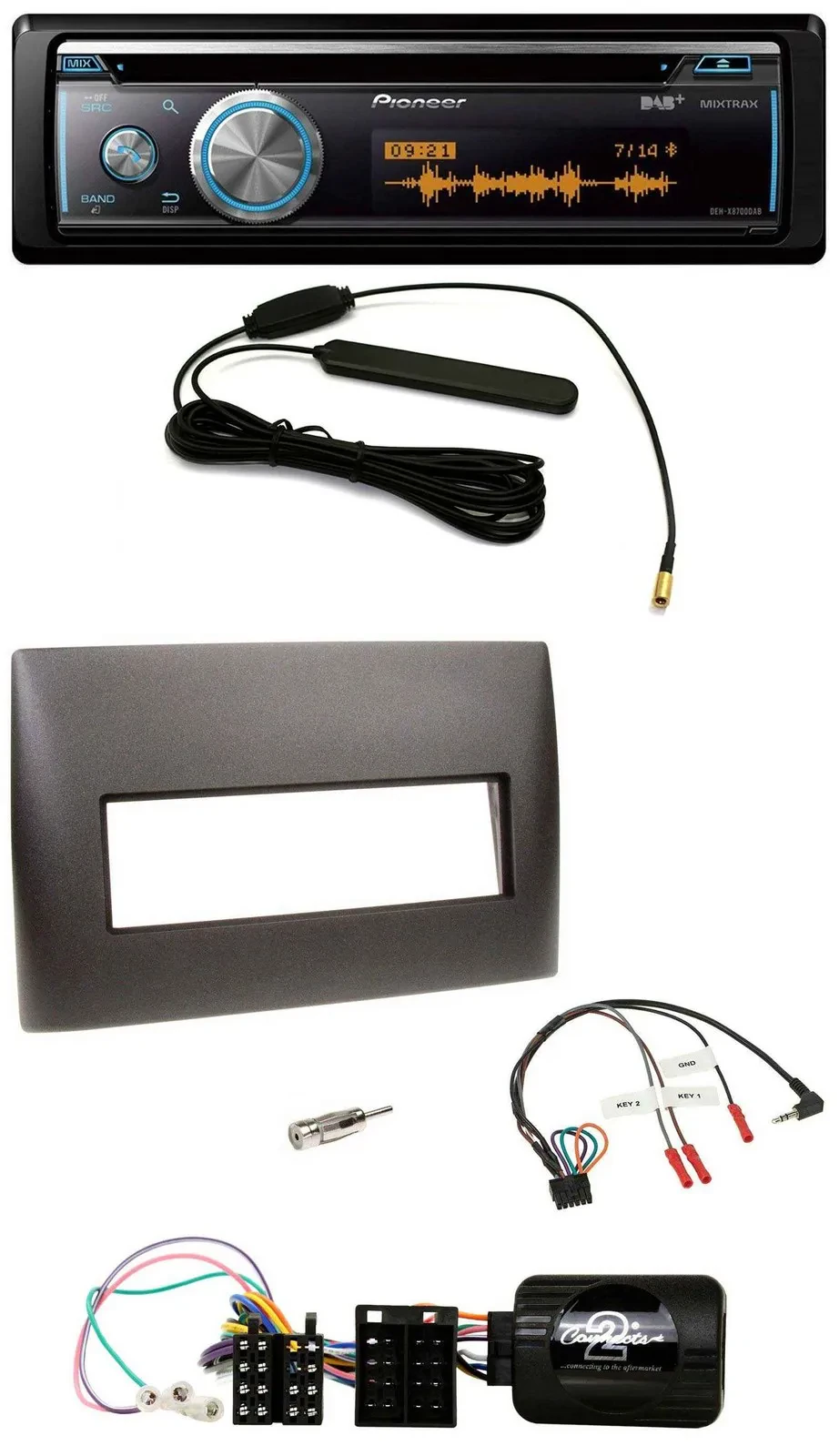 Pioneer CD USB Bluetooth DAB Lenkrad Autoradio für Fiat Stilo 2001-2007 schwarz