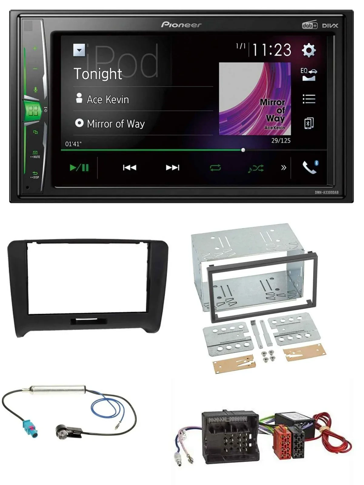 Автомагнитола для Audi TT (2006–2014) Pioneer 2-DIN, MP3, DAB, USB, Bluetooth, активная система