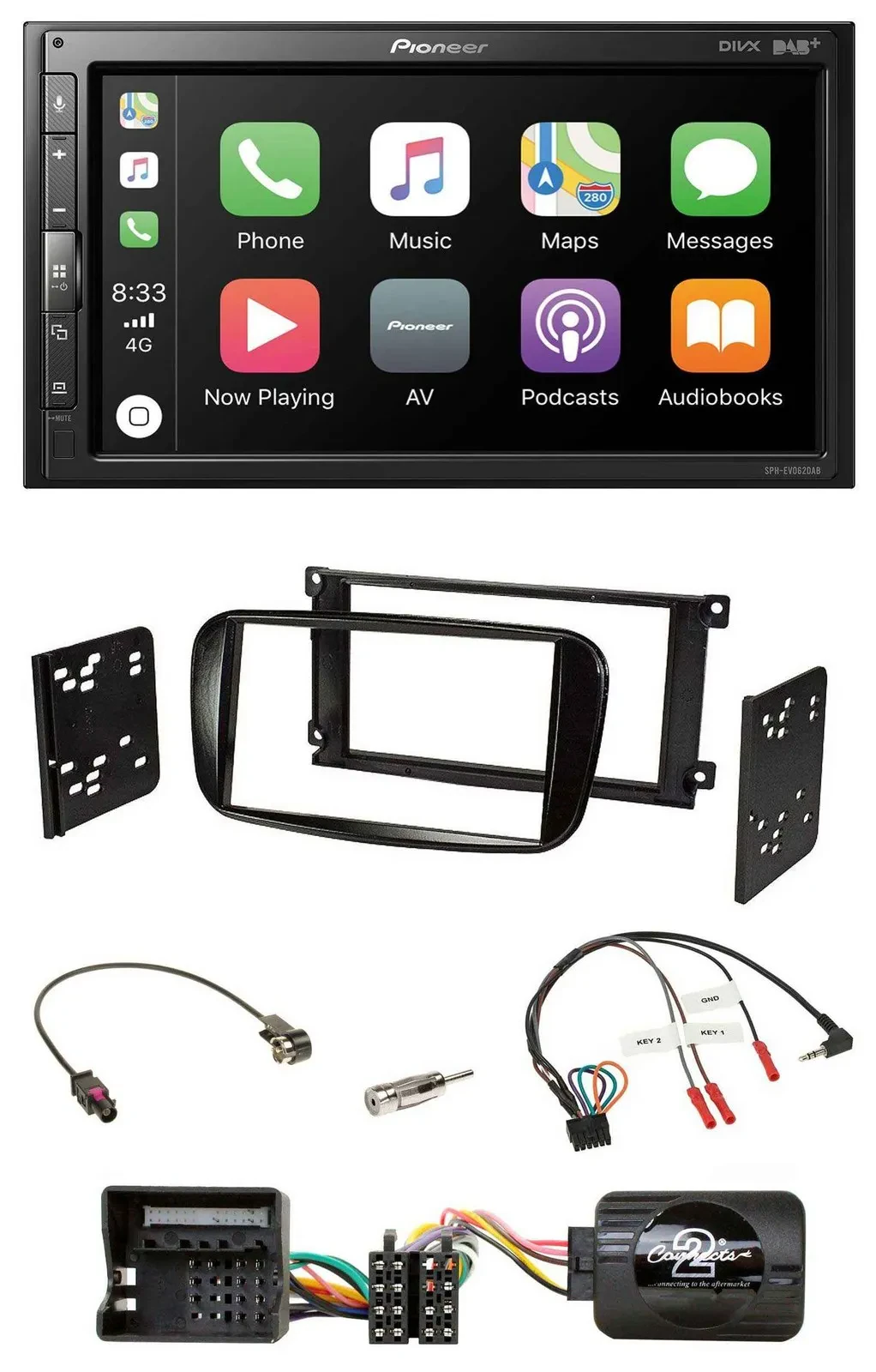 Pioneer USB Lenkrad DAB 2DIN Bluetooth Autoradio für Ford C-Max Focus Galaxy glä