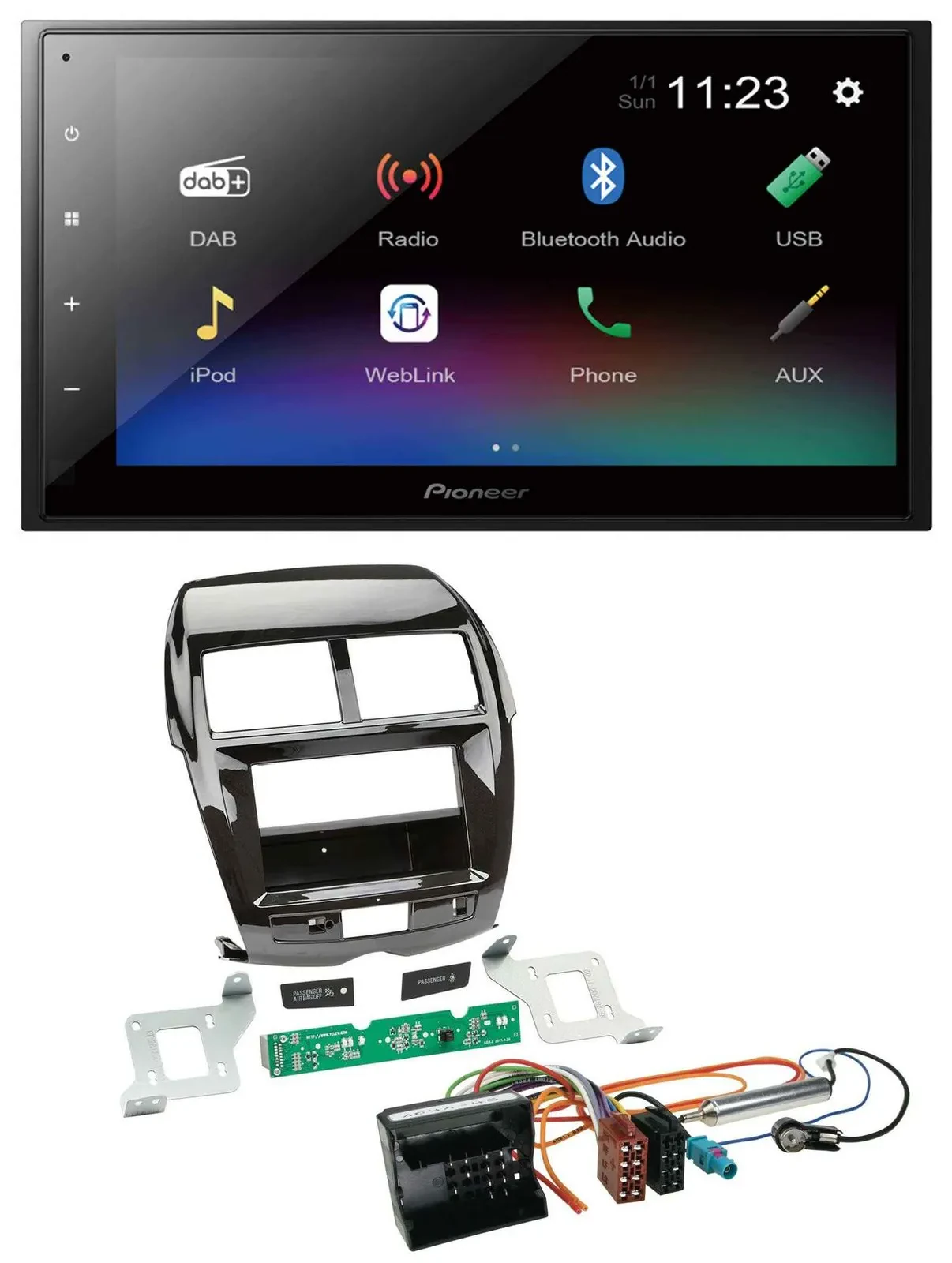 Автомагнитола для Citroen C4, Mitsubishi ASX, Peugeot Pioneer 2DIN, USB, Bluetooth, DAB, MP3