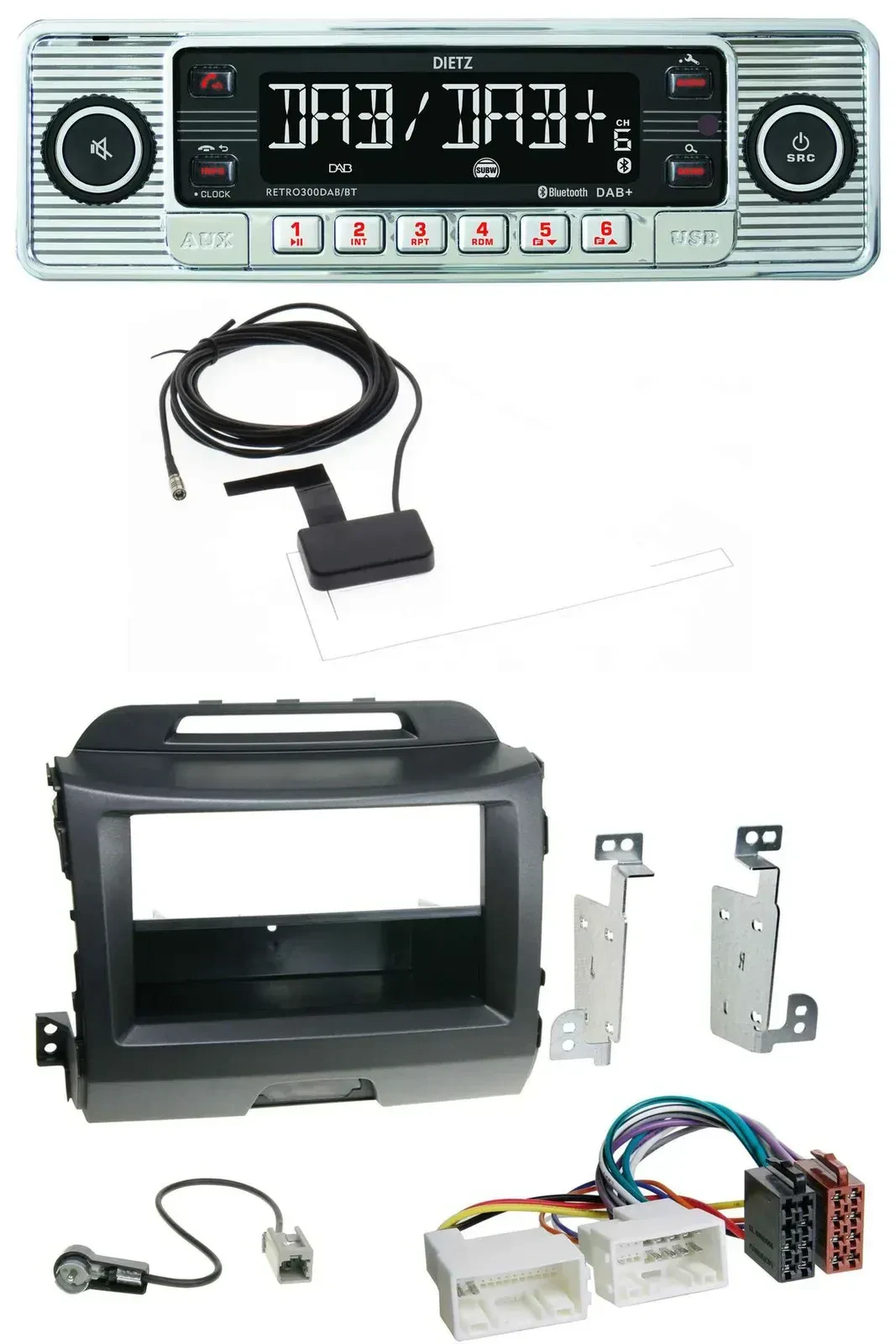 Dietz Bluetooth USB MP3 DAB Autoradio für Kia Sportage 3 SL 10-15 schwarz