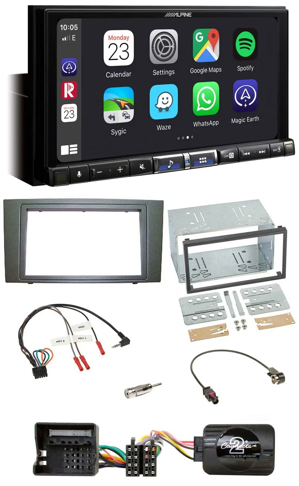 Alpine 2DIN DAB USB Lenkrad Bluetooth Autoradio für Ford Mondeo 2003-2007 schwar