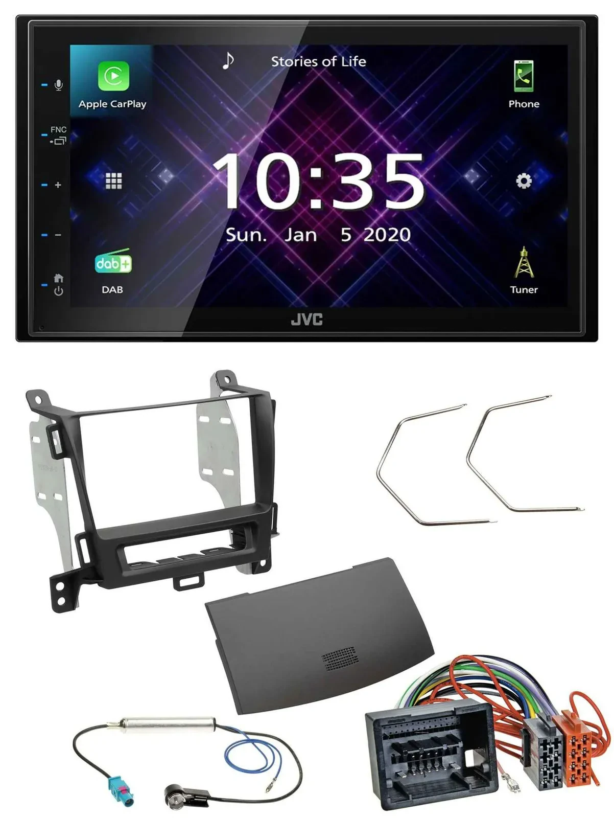 JVC DAB 2DIN MP3 Bluetooth USB Autoradio für Opel Zafira ab 12 jet black