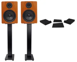 Активный студийный монитор Rockville APM6C Wood с подставками и стойками (пара)