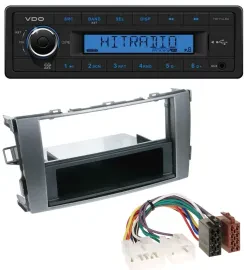 Автомагнитола VDO 1 DIN MP3 USB AUX для Toyota Auris 2007–2012 антрацит-серый