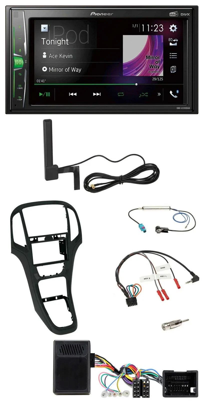 Pioneer MP3 DAB Lenkrad 2DIN Bluetooth Autoradio für Opel Astra ab 09 Perlschwar