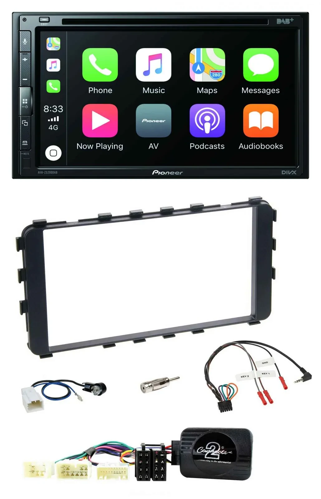 Pioneer DVD 2DIN Lenkrad DAB Bluetooth USB Autoradio für Toyota Yaris 06-11 OEM-