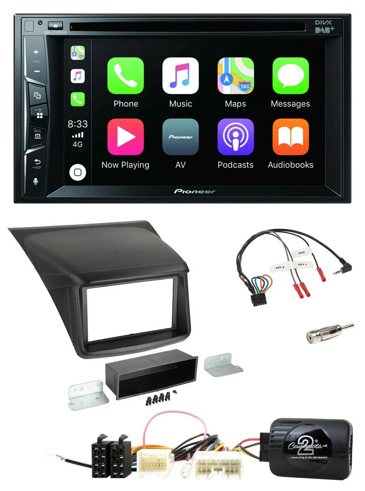 Pioneer Lenkrad USB DVD Bluetooth DAB 2DIN Autoradio für Mitsubishi L200 2010-20