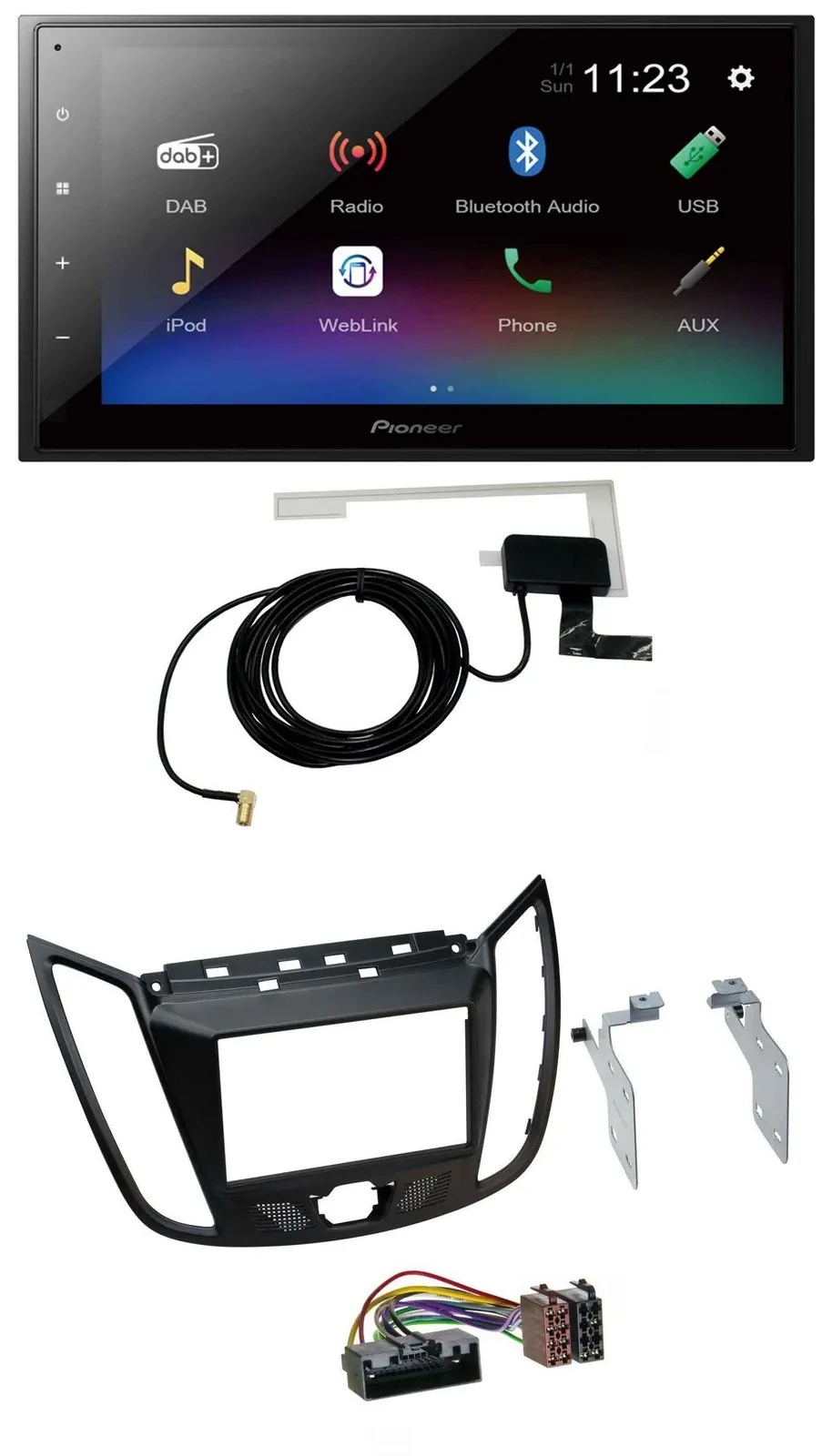 Автомагнитола Pioneer 2-DIN, DAB, Bluetooth, USB, для Ford Kuga (DM2, с 2013)