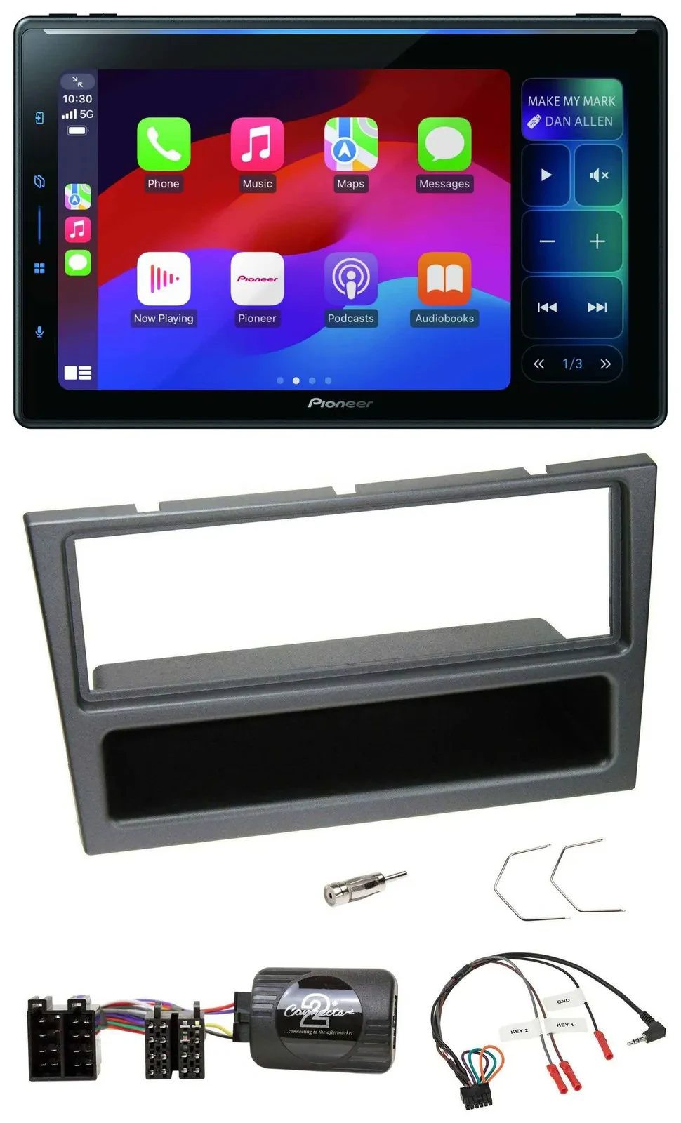 Pioneer Bluetooth DAB Lenkrad USB Autoradio für Opel Corsa C 2000-04 charcoal