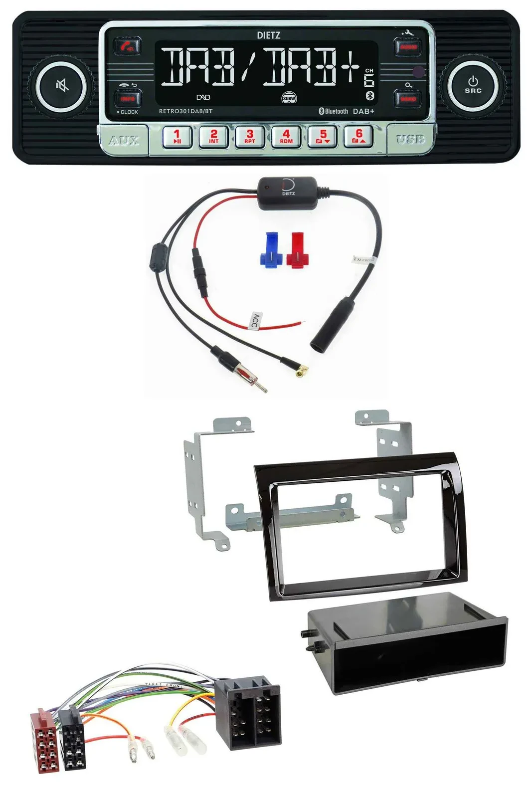Dietz MP3 DAB Bluetooth USB Autoradio für Fiat Ducato Citroen Jumper 06-11 piano