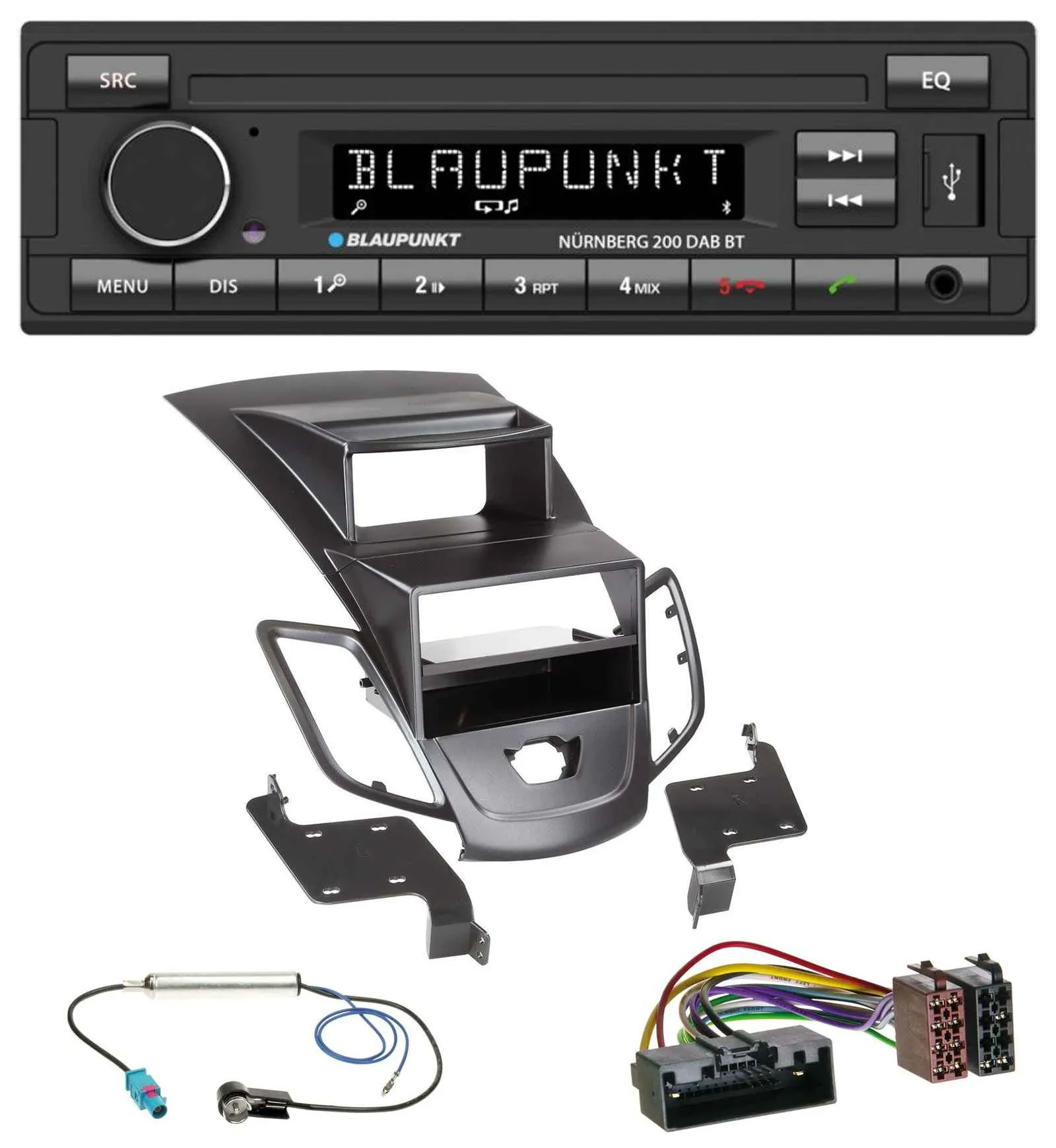 Автомагнитола Blaupunkt USB DAB MP3 Bluetooth для Ford Fiesta (2010–2017) черная