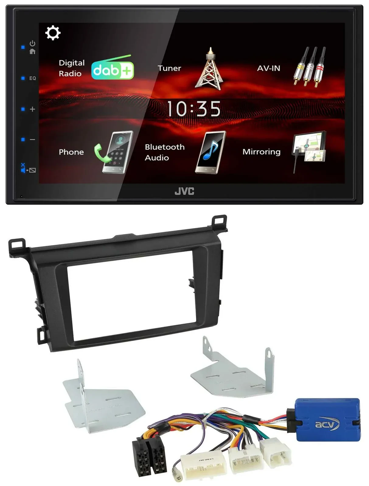 Автомагнитола для Toyota RAV4 JVC 2DIN, USB, Bluetooth, MP3, DAB