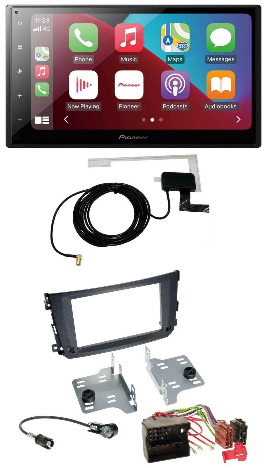 Автомагнитола Pioneer 2 DIN USB Bluetooth DAB MP3 для Smart ForTwo (2010–2014) Quadlock