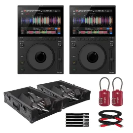 AlphaTheta CDJ-1500X Compact DJ Multi Player 2-Pack with Black Cases