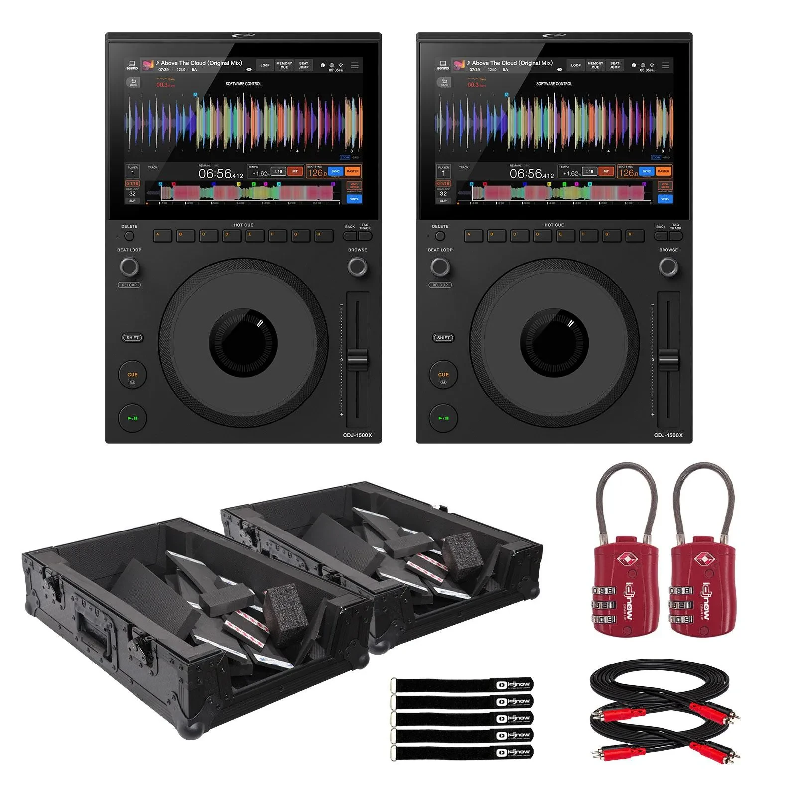 AlphaTheta CDJ-1500X Compact DJ Multi Player 2-Pack with Black Cases