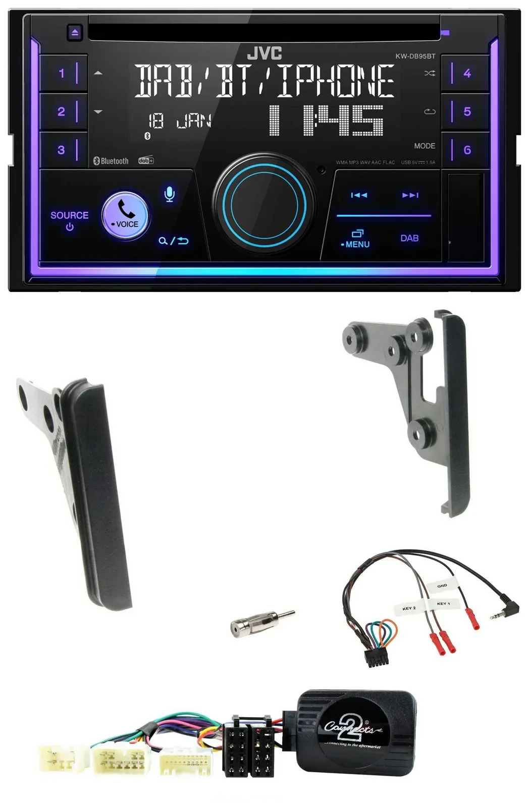 JVC Lenkrad USB 2DIN DAB Bluetooth CD Autoradio für Toyota Yaris 2007-2010