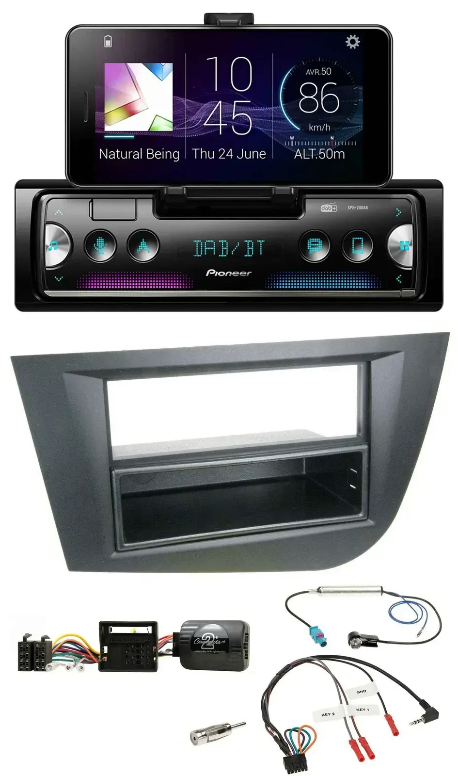 Автомагнитола Pioneer USB, Bluetooth, DAB, для Seat Leon 2005-2010, черная