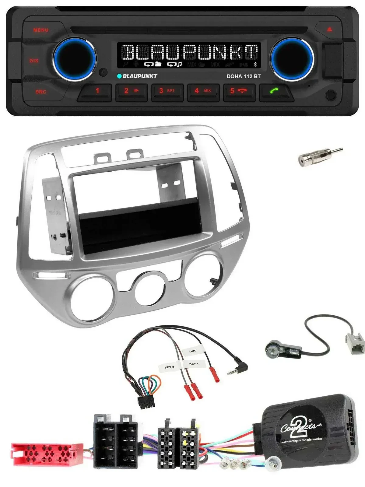 Blaupunkt Lenkrad MP3 CD Bluetooth USB Autoradio für Hyundai i20 2012-2014 silbe