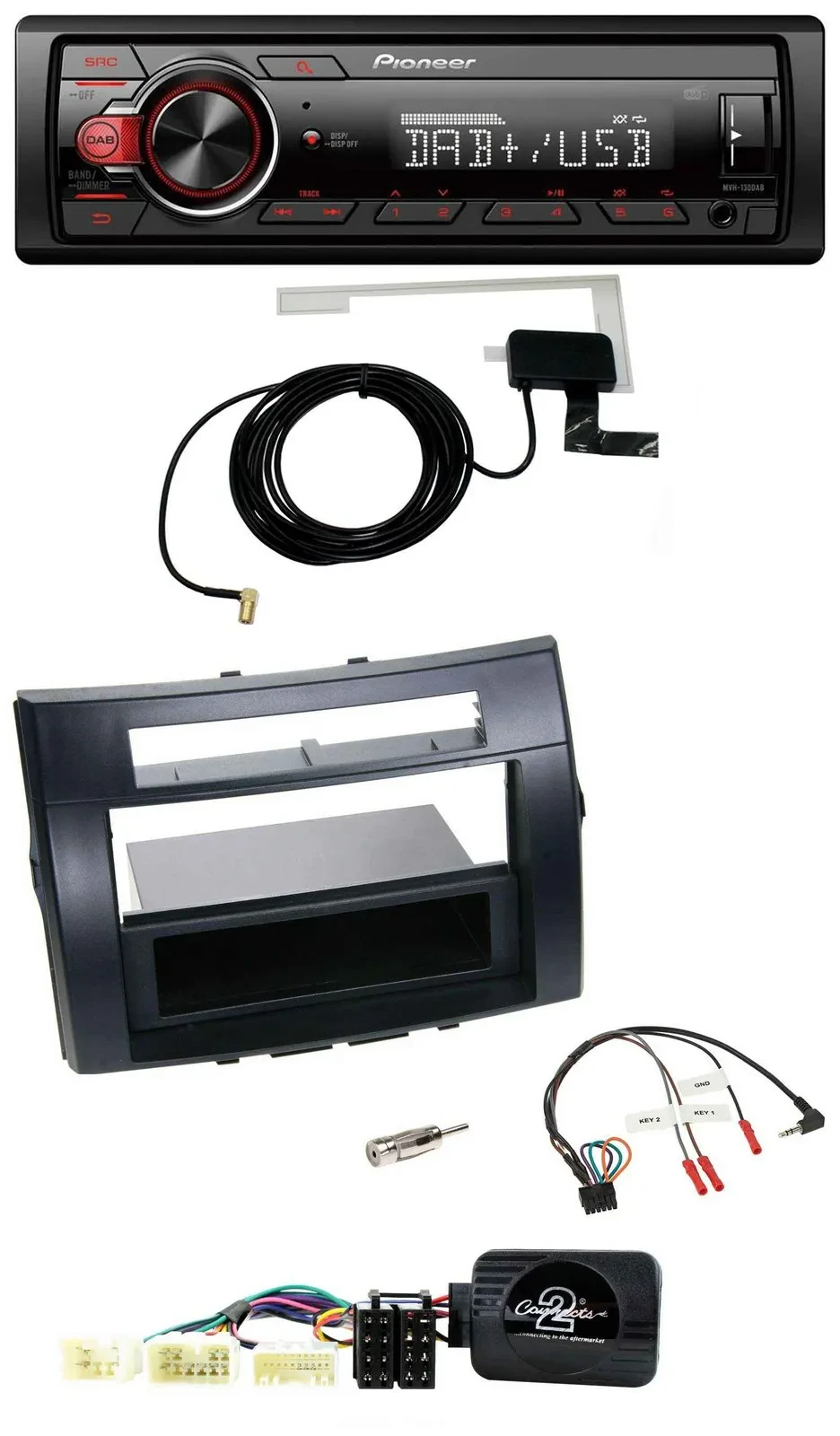 Автомагнитола Pioneer 1-DIN MP3 DAB USB для Toyota Corolla Verso 2004–2007 черная