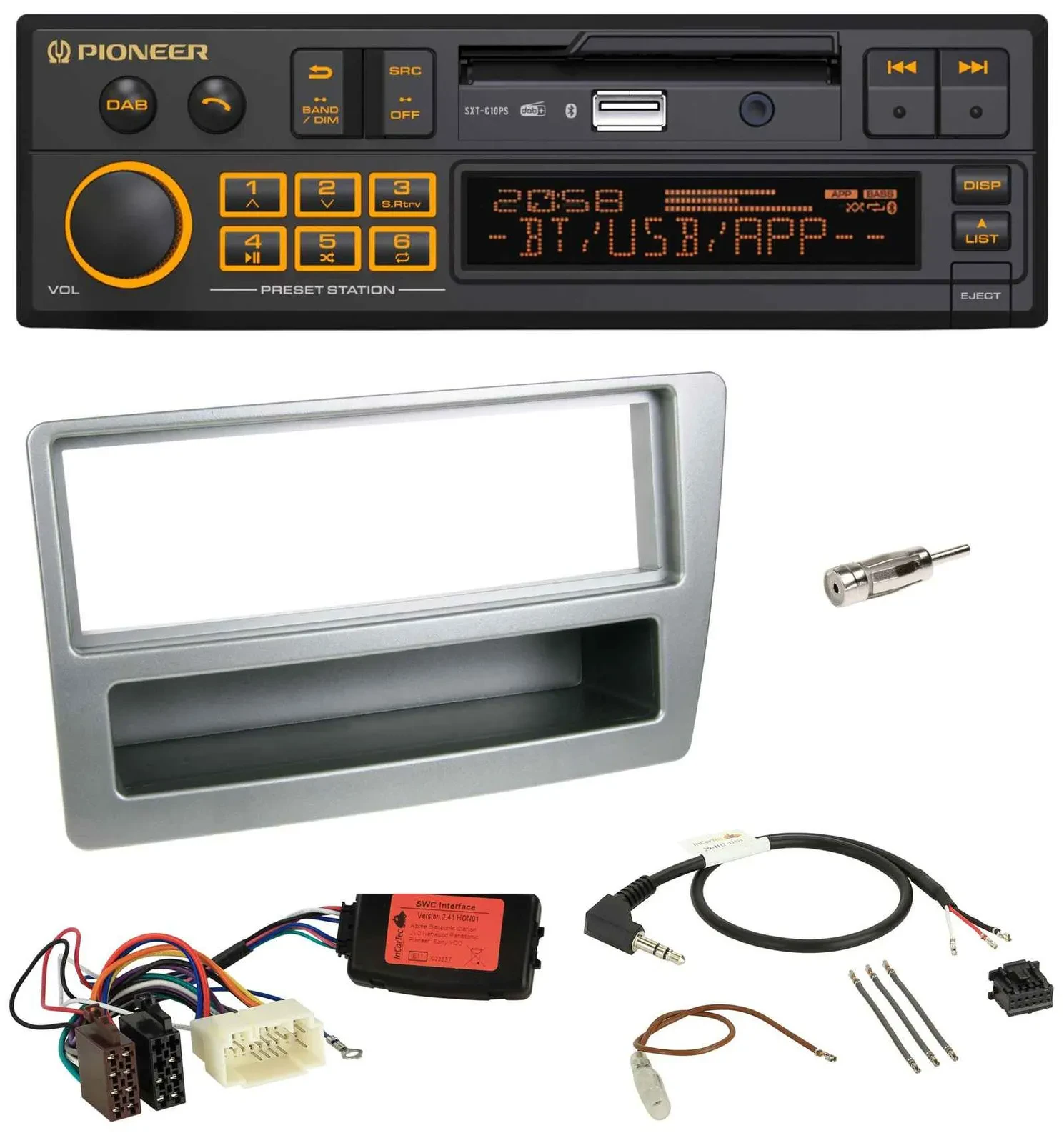 Автомагнитола Pioneer DAB, USB, Bluetooth, для Honda Civic 2004–2006, серебристая