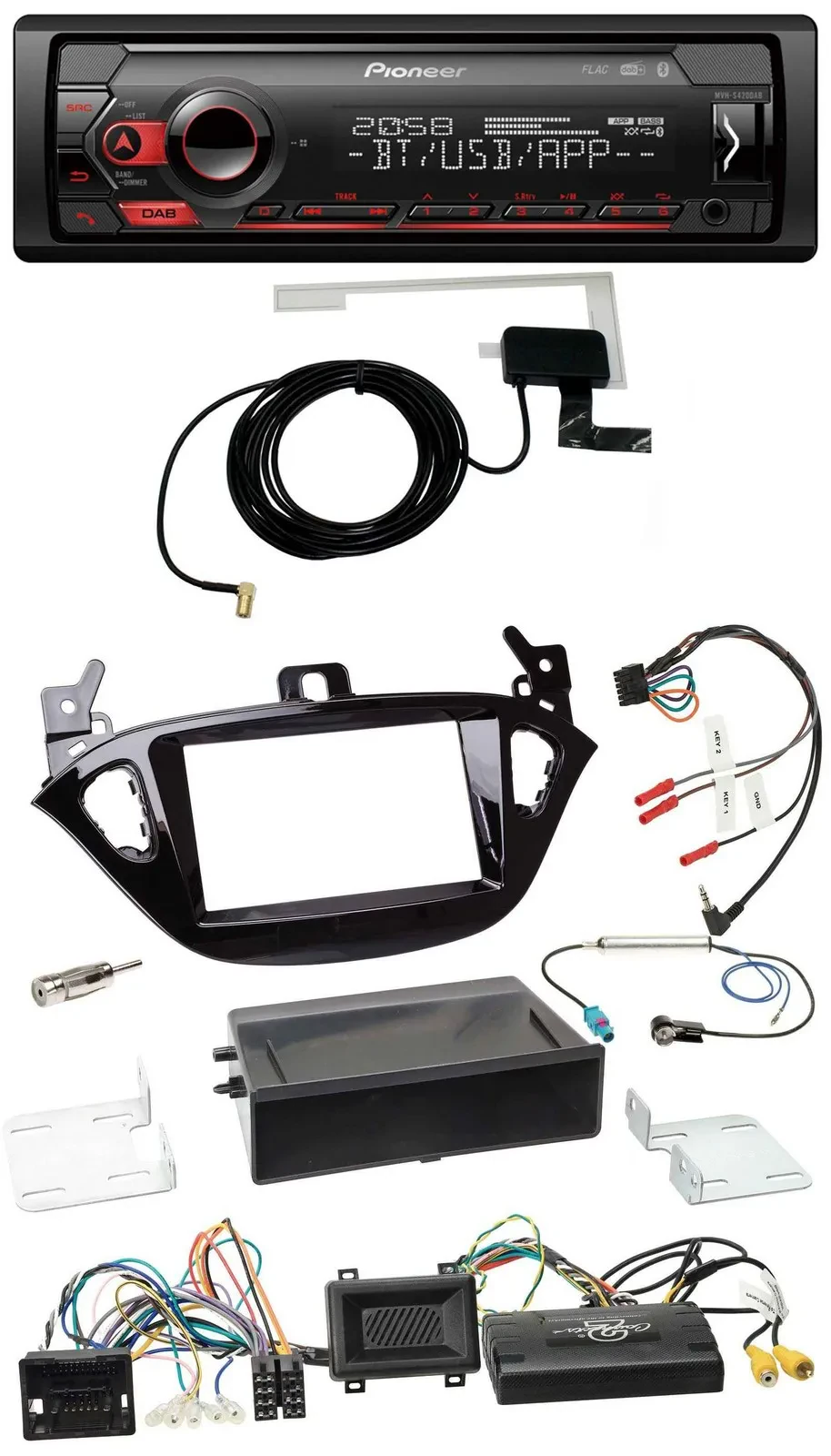 Pioneer DAB USB Lenkrad Bluetooth Autoradio für Opel Adam Corsa E ab 2013 PDC