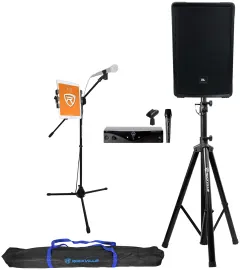 JBL IRX112BT 12" 1300w Bluetooth Karaoke Machine System+Stands+AKG Wireless Mic
