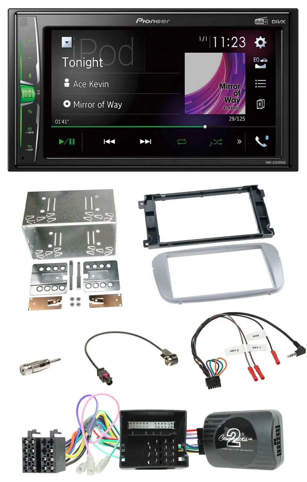Pioneer 2DIN Lenkrad DAB USB Bluetooth Autoradio für Ford Galaxy C-Max Focus sil