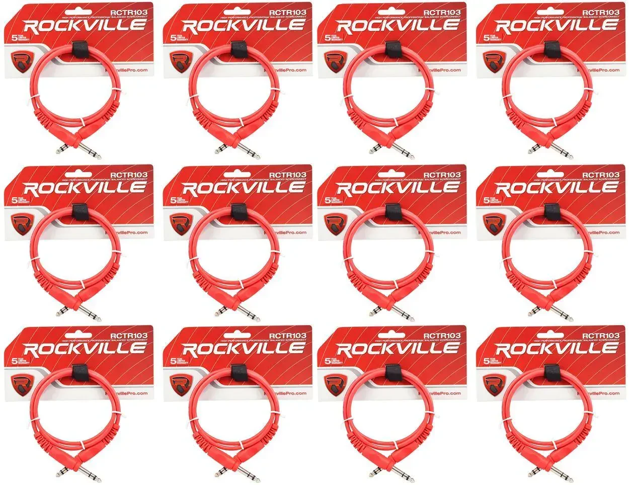 Коммутационный кабель Rockville RCTR103R Red 0.9 м (12 штук)