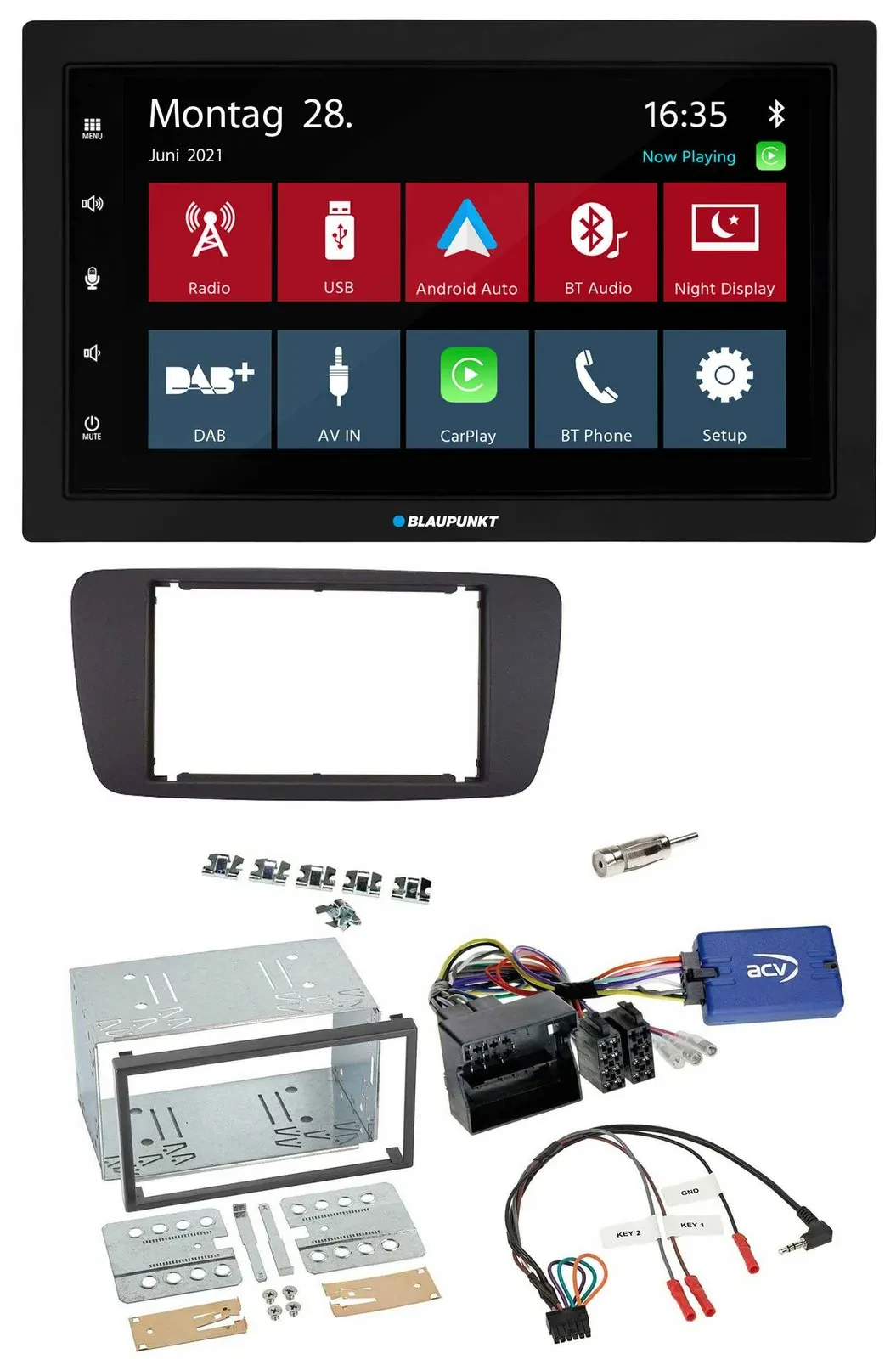 Blaupunkt Lenkrad Bluetooth DAB 2DIN USB Autoradio für Seat Ibiza ab 08 azabache