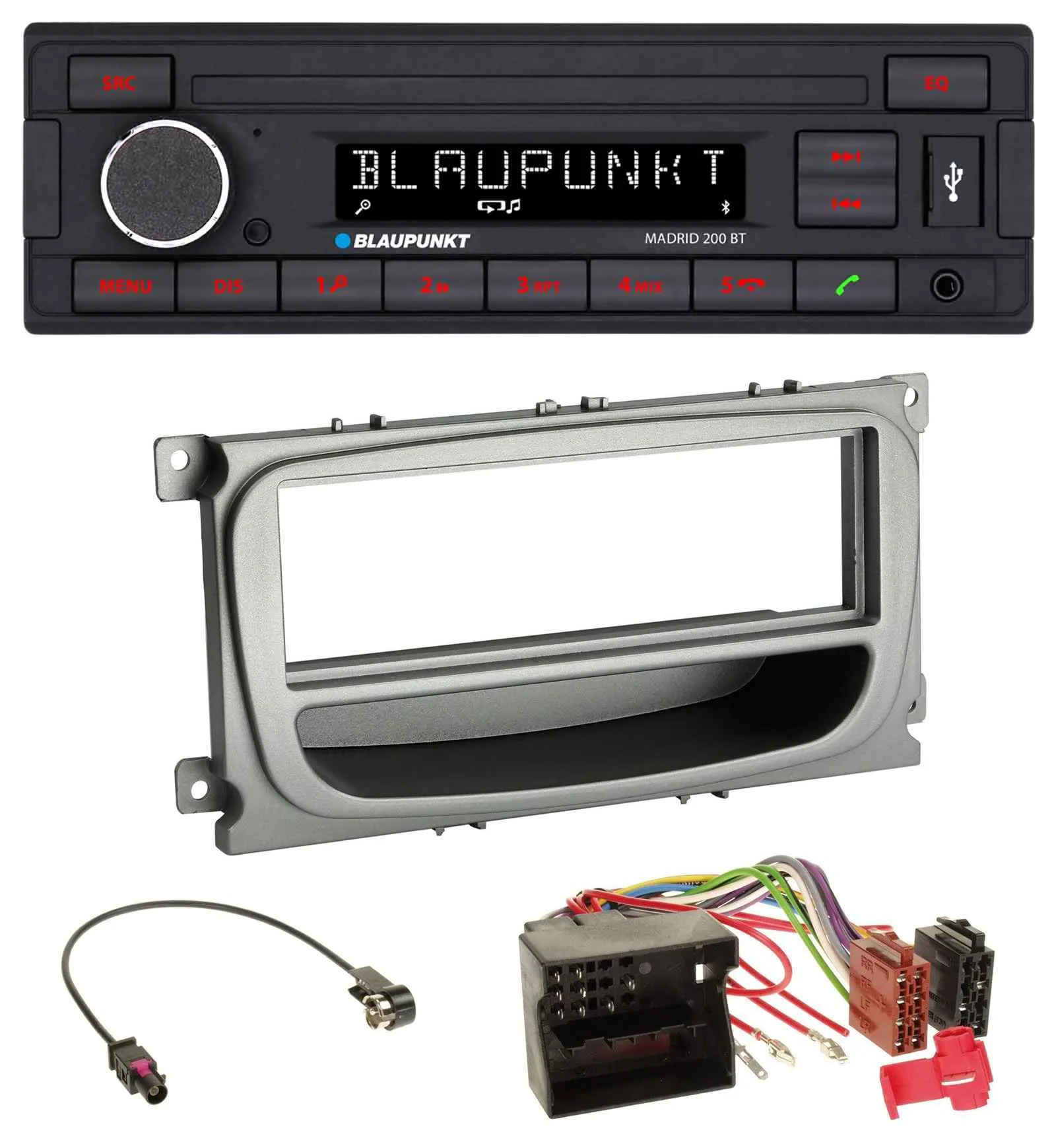 Автомагнитола для Ford Mondeo/S-Max 2007–2014 Blaupunkt USB, AUX, Bluetooth, MP3 серебристая