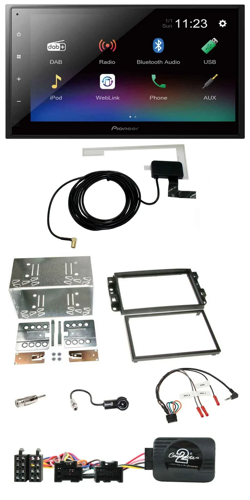 Автомагнитола для Chevrolet Aveo/Captiva Pioneer 2-DIN, DAB, Bluetooth, USB