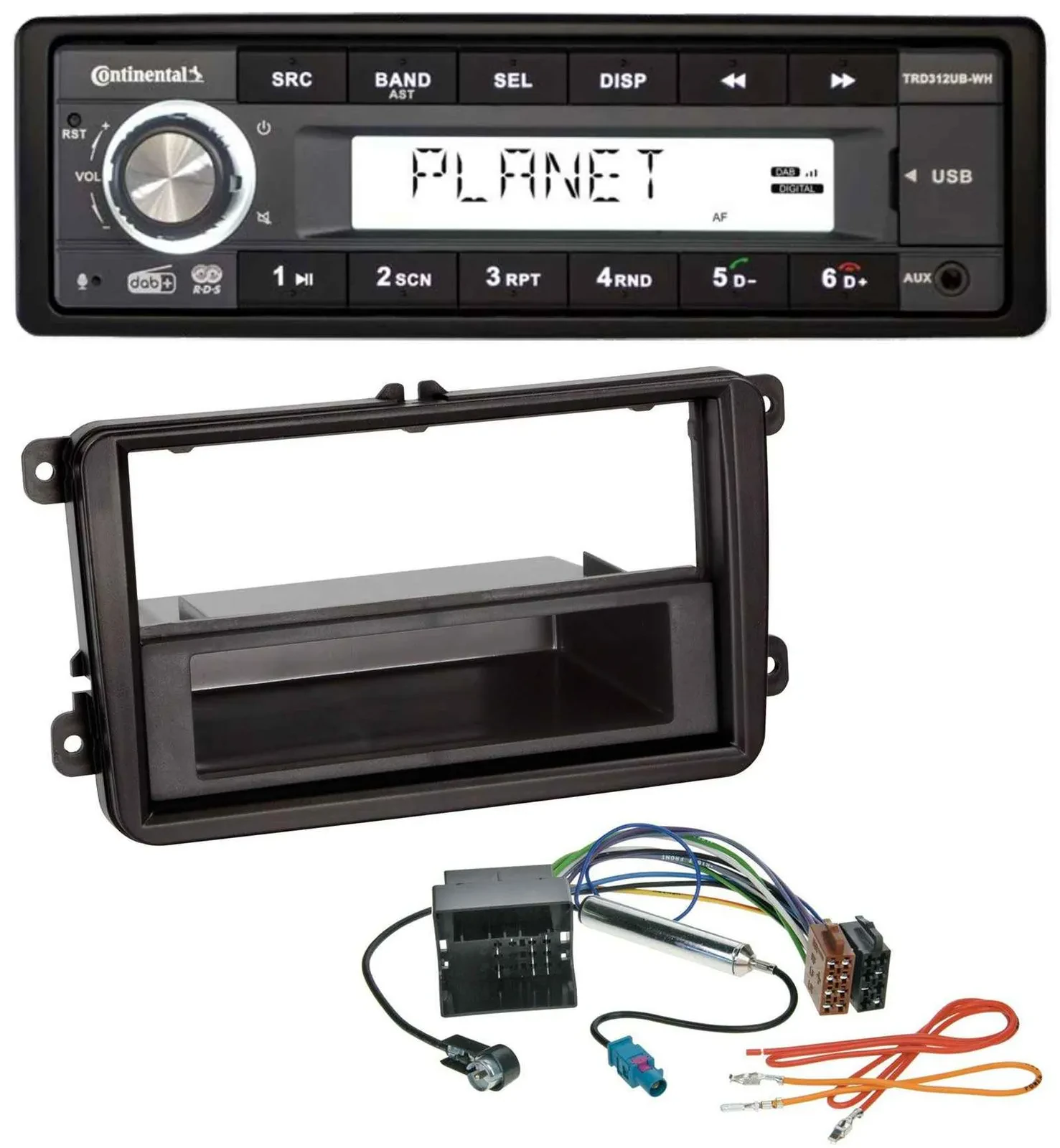 Автомагнитола для Seat Alhambra (с 2010) и Leon (2009–2012) Continental 1-DIN, USB, AUX, DAB, MP3