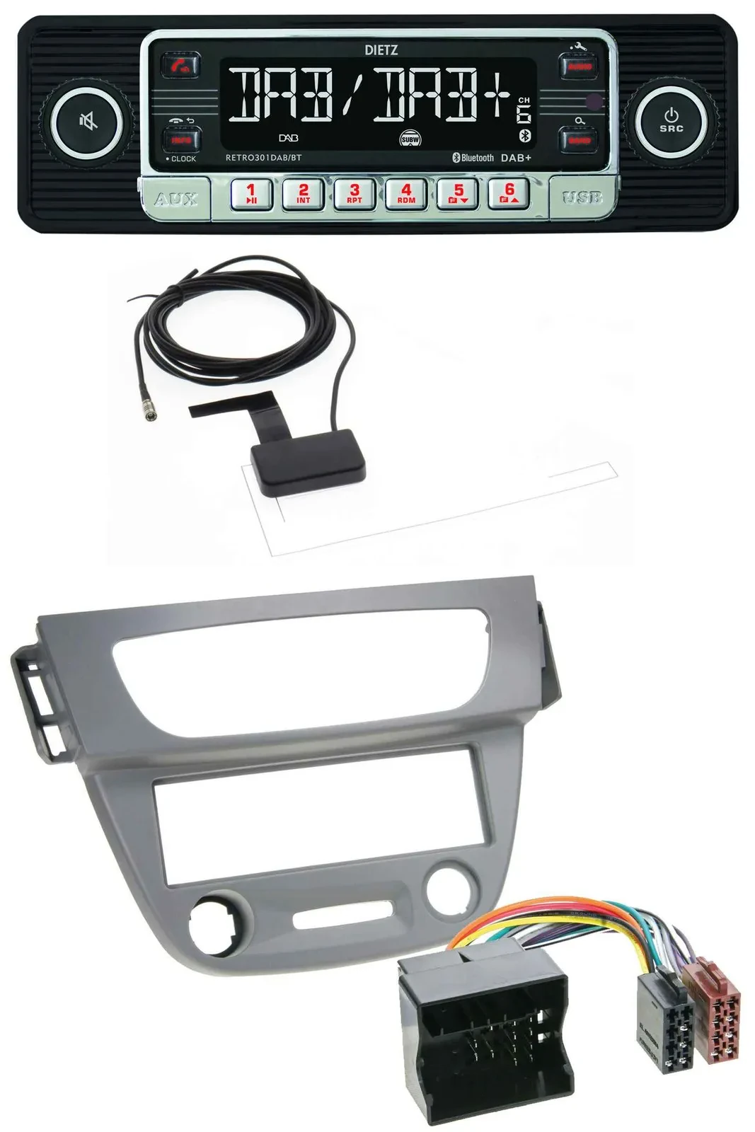 Dietz DAB Bluetooth USB MP3 Autoradio für Renault Megane 3 Quadlock 09-14 grau