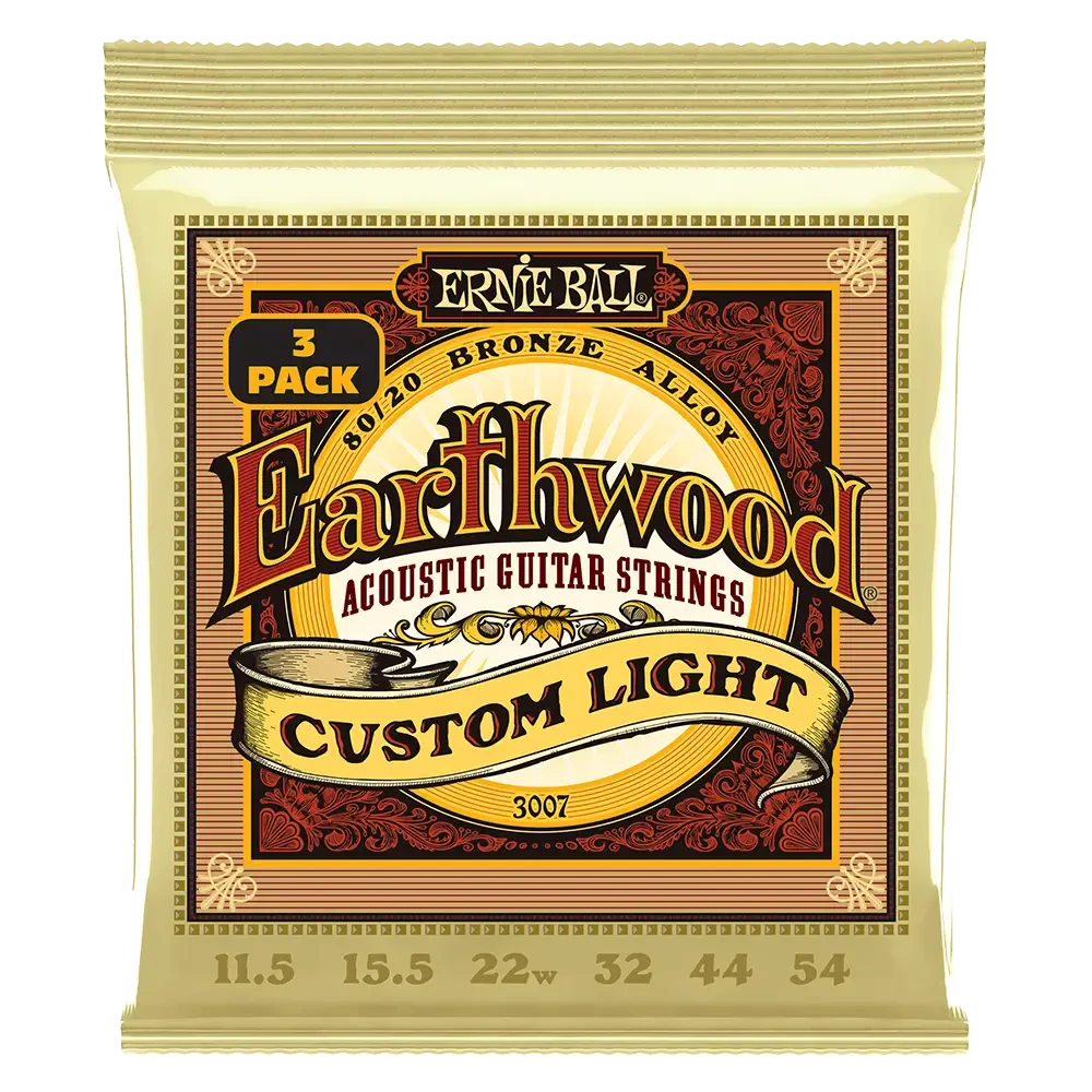 Струны для акустической гитары ERNIE BALL 3007 Earthwood 80/20 Bronze Custom Light 3 Pack 11.5-54