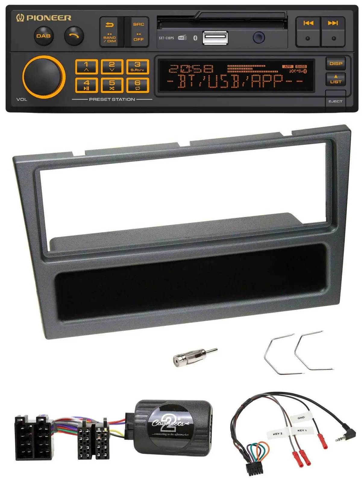 Pioneer DAB Lenkrad USB Bluetooth Autoradio für Opel Corsa C 2000-04 charcoal