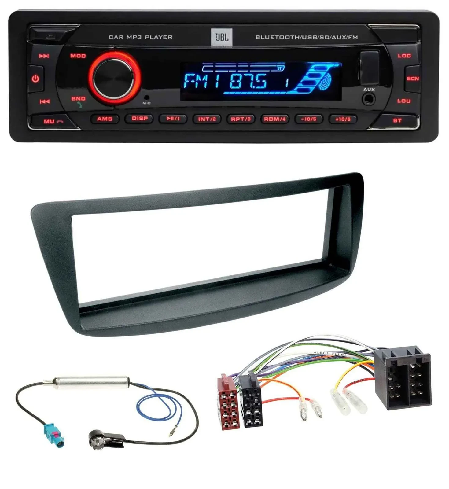 JBL AUX MP3 USB Bluetooth SD Autoradio für Citroen C1 Peugeot 107 Fakra Phantome