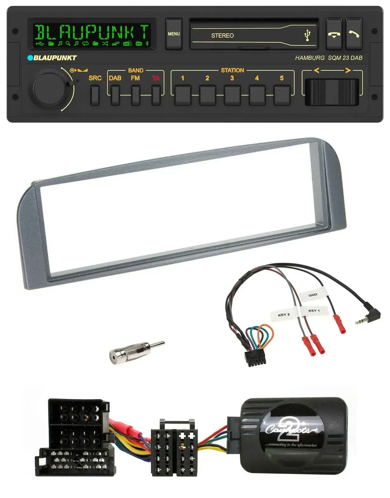 Blaupunkt USB DAB Bluetooth Lenkrad Autoradio für Alfa 147 GT anthrazit