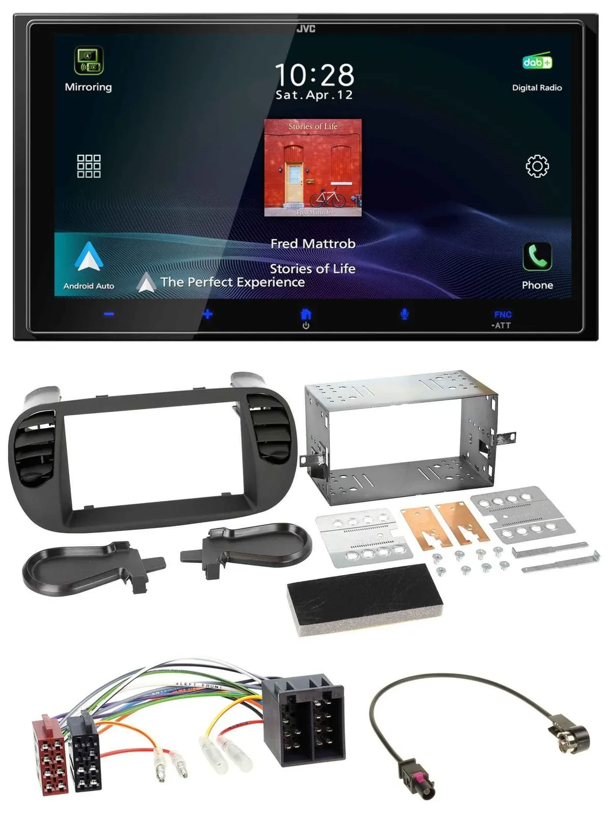 JVC USB Bluetooth 2DIN DAB MP3 Autoradio für Fiat 500 ISO ab 12 soft touch