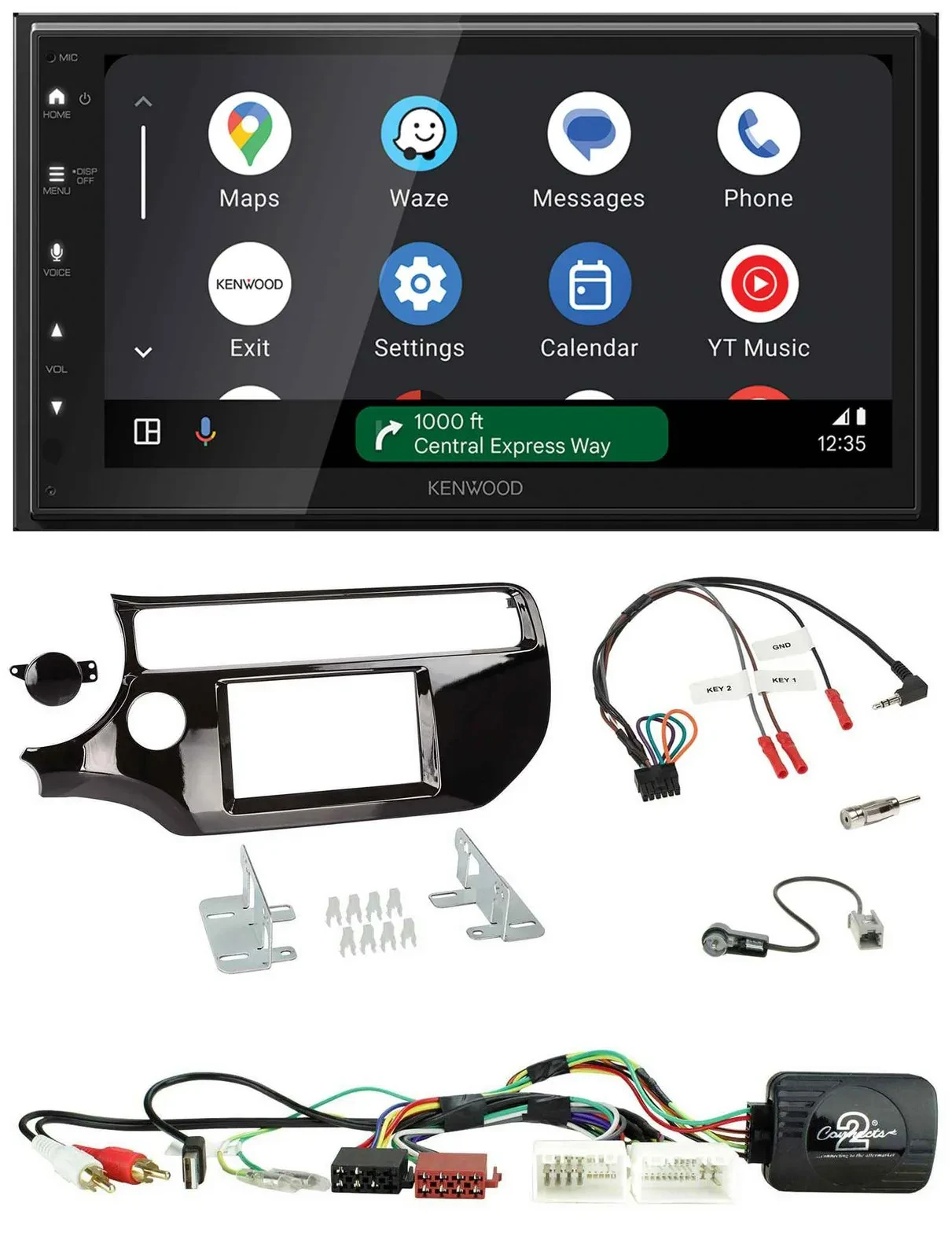 Автомагнитола Kenwood 2DIN DAB, Bluetooth, USB для Kia Rio UB (с 2015), черный piano